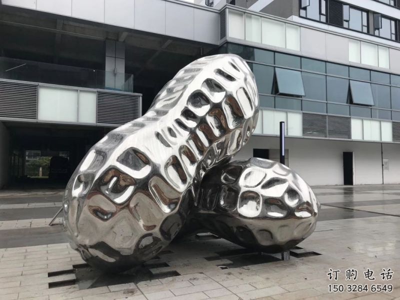 南通花生雕塑制造，白鋼構(gòu)件，不銹鋼花生雕塑提供