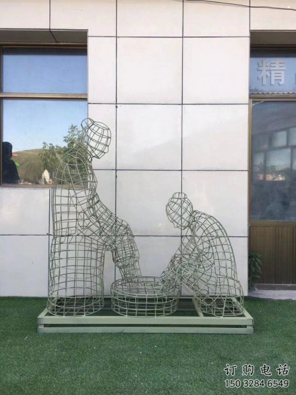 鎮(zhèn)江鏤空孝道雕塑通用，街景小品，鐵藝洗腳雕塑制造