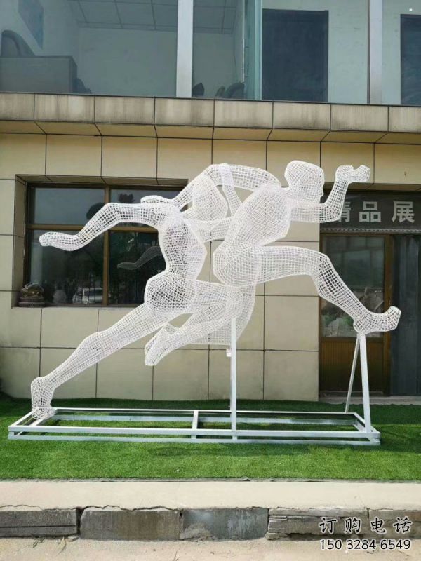 呼倫貝爾鏤空跨欄雕塑制造商，透雕雕塑，鐵藝體育人物雕塑供給