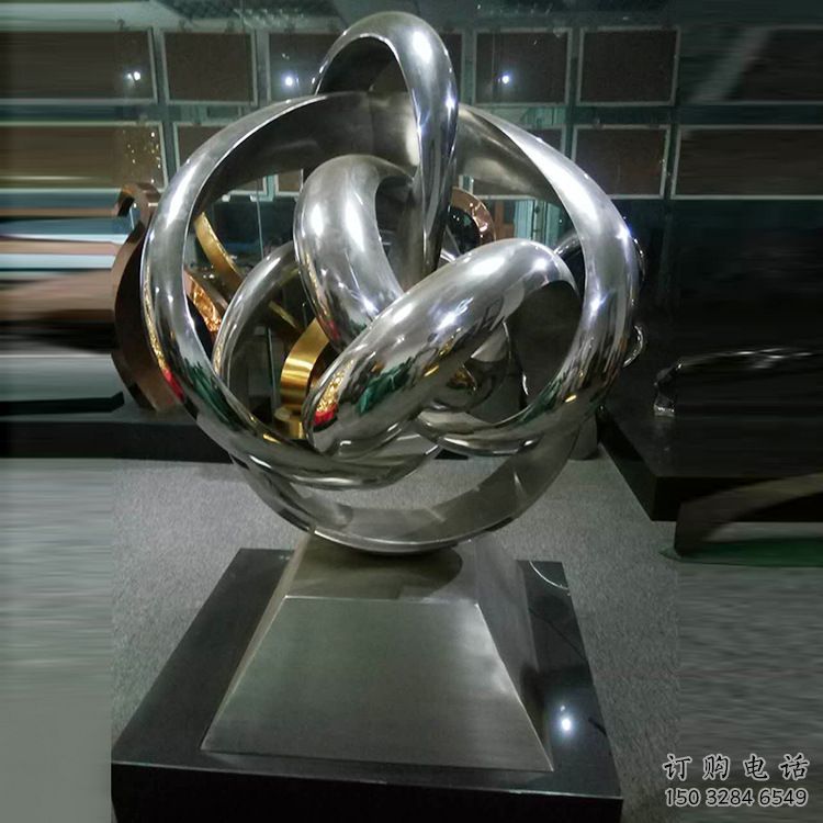 同德地產雙環雕塑定做，城區小品，景觀不銹鋼雙環雕塑定價