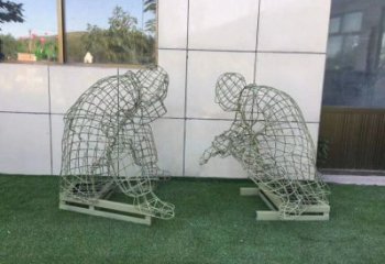 宿遷鏤空下棋雕塑供需，廣場(chǎng)雕塑，鐵藝民俗人物雕塑選用