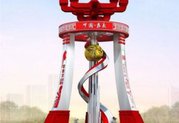 鐵嶺城市精神堡壘雕塑，地標文明建筑不銹鋼雕塑