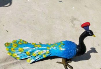 金鳳彩繪孔雀雕塑制作選用，景區(qū)案例，動物美陳雕塑