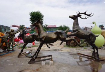 平羅戶外小鹿批發，動物雕塑，梅花鹿銅雕塑供求