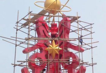 西夏景觀科技之星雕塑選用，美陳雕塑，抽象不銹鋼科技之星雕塑標準