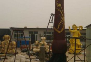 街道毛筆雕塑，鍛造景觀雕塑，古銅效果