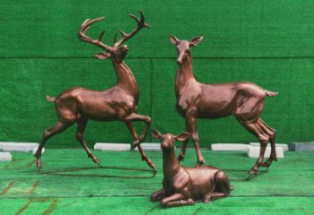 玉樹銅小鹿雕塑批發，鍛造工藝，小鹿銅雕塑承接