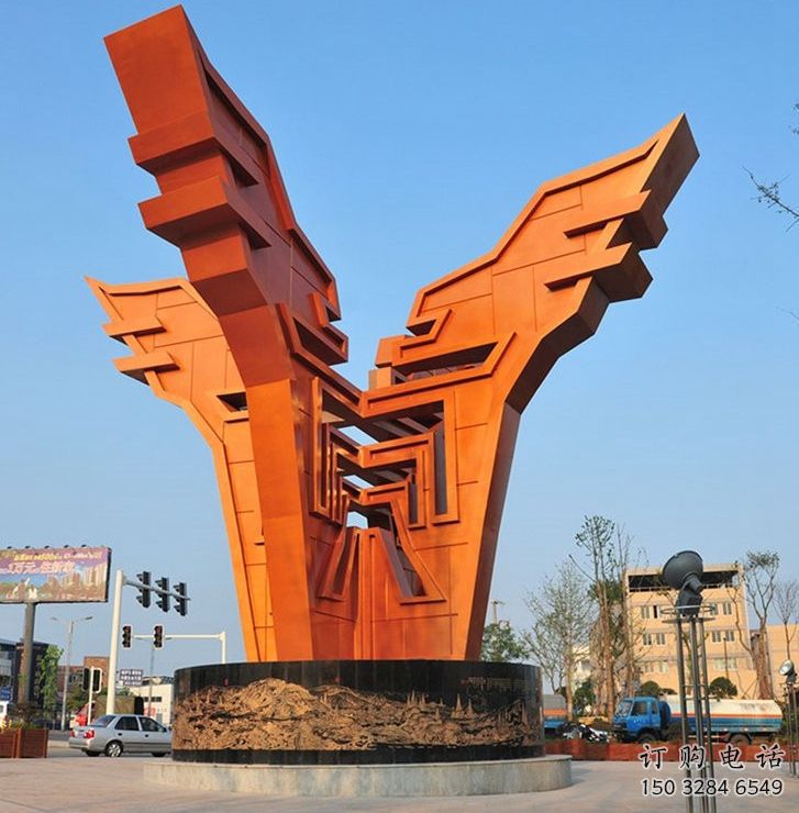 淄博城市精神堡壘雕塑，抽象建筑元素，廣場(chǎng)景觀雕塑小品