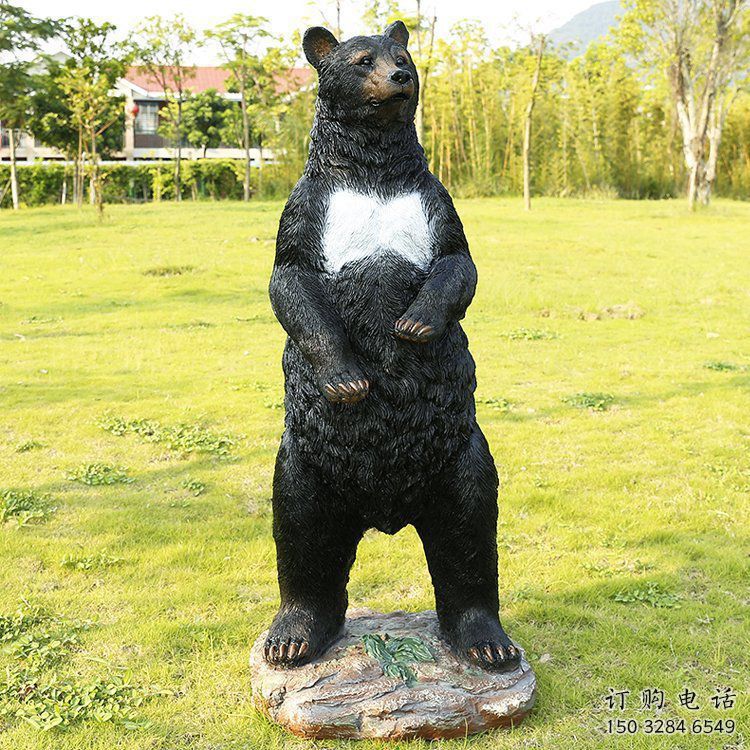 晉源街道黑熊雕塑，仿真動物雕塑，古銅效果
