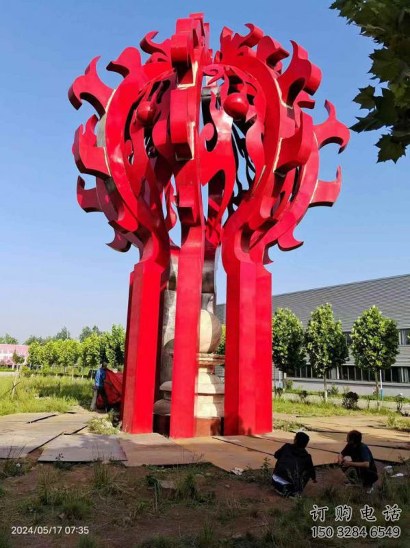 太原火球雕塑，精神堡壘火球雕塑落地展示