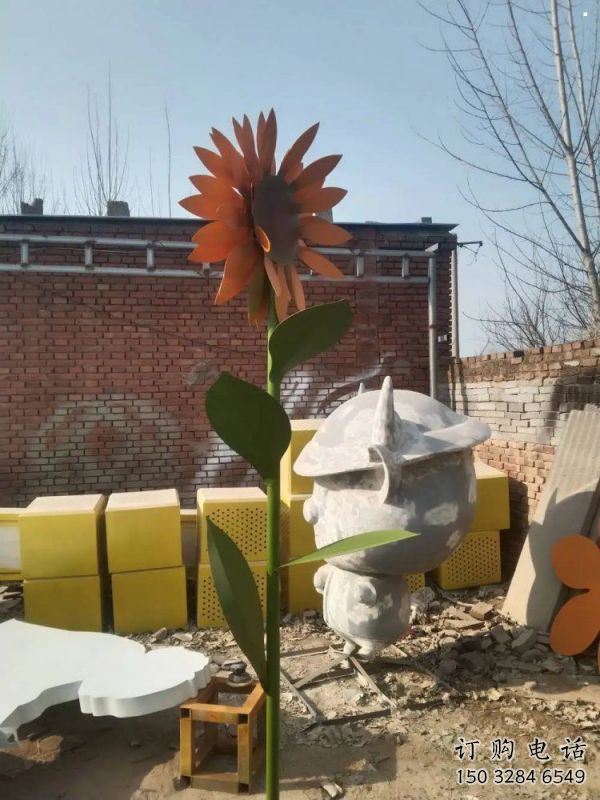 咸陽太陽花雕塑工程，美陳雕塑，玻璃鋼太陽花雕塑廠家