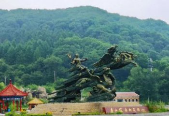 阿克蘇夸父逐日雕塑，鑄銅神話人物雕塑