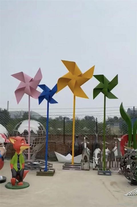 草地風車雕塑 現代校園旋轉雕塑 大型旋轉雕塑